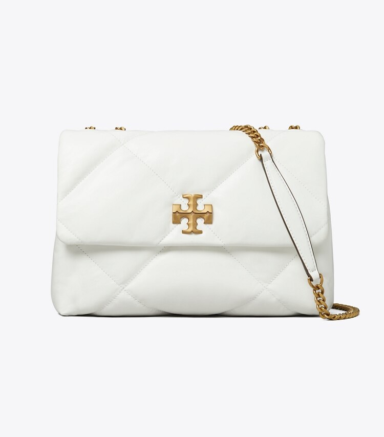 Tory Burch designer schultertaschen Wandelbare Kira Schultertasche mit Rautensteppung in Blanc front