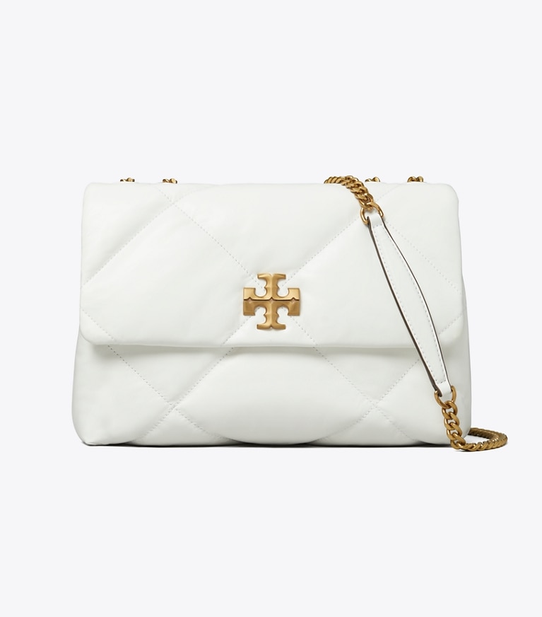 Tory Burch designer schultertaschen Wandelbare Kira Schultertasche mit Rautensteppung in Blanc angle