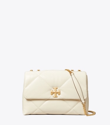 Tory Burch designer schultertaschen Wandelbare Kira Schultertasche mit Rautensteppung in Warm White front