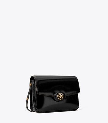Tory Burch designer schultertaschen Wandelbare Robinson Schultertasche aus Spazzolatoleder in Black angle
