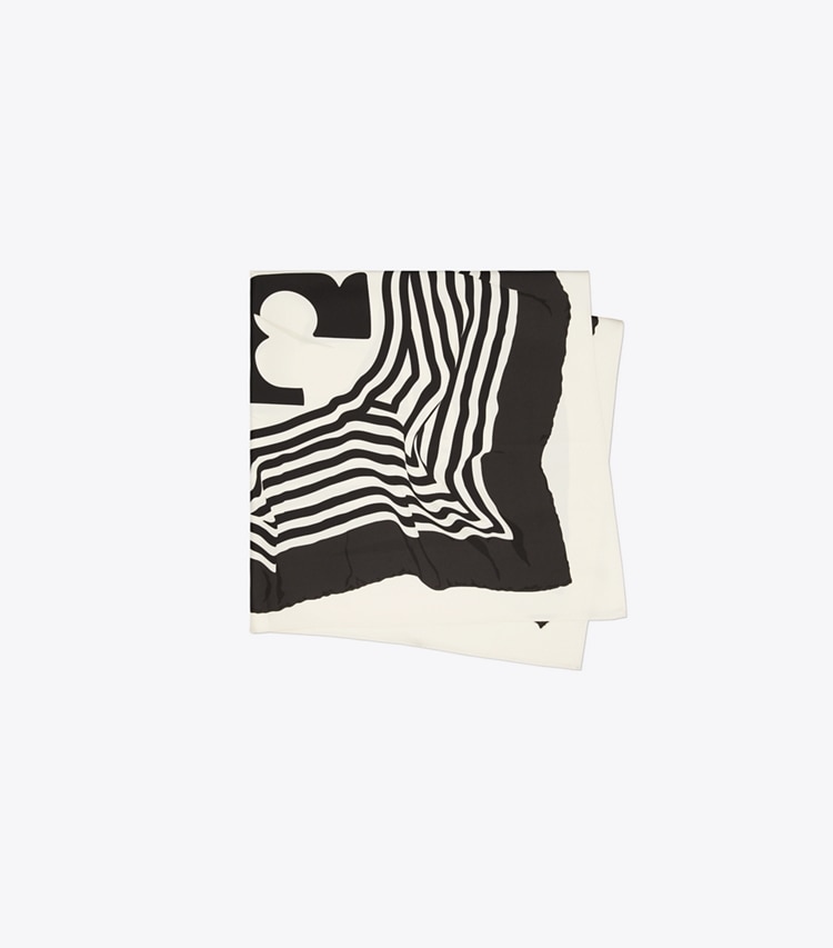 Tory Burch designer scarves Warped Logo Silk Square in Warped Logo Silk Square - Ivory folded
