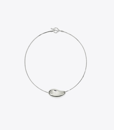 Tory Burch designer necklaces Wave Collar Necklace in Light Silver front