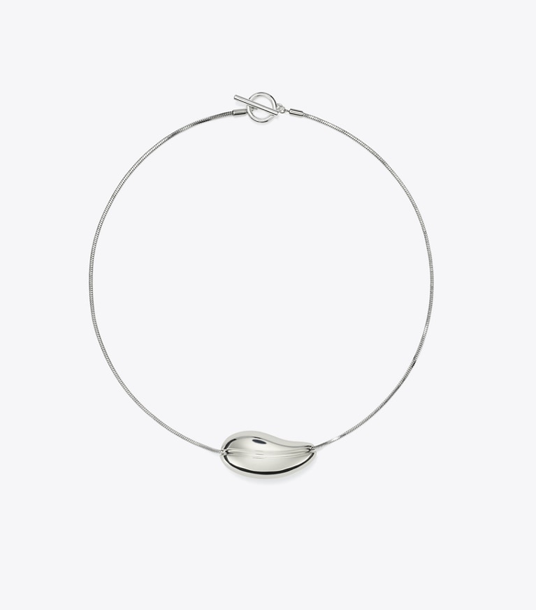 Tory Burch designer necklaces Wave Collar Necklace in Light Silver front