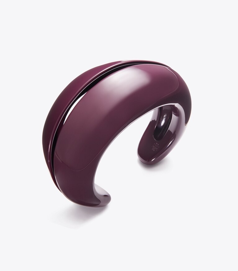 Tory Burch designer bracelets Wave Cuff in Eggplant front