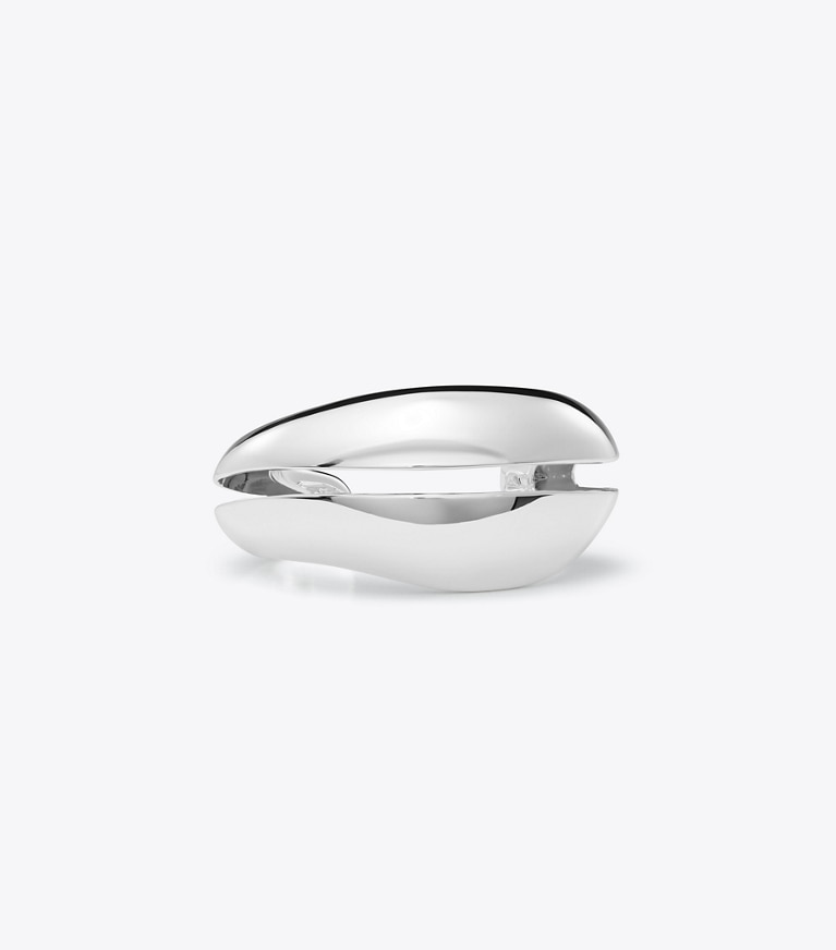 Tory Burch designer ブレスレット ウェーブ カフ in Light Silver front
