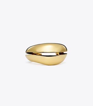 Tory Burch designer bracelets Wave Cuff in Light Brass front