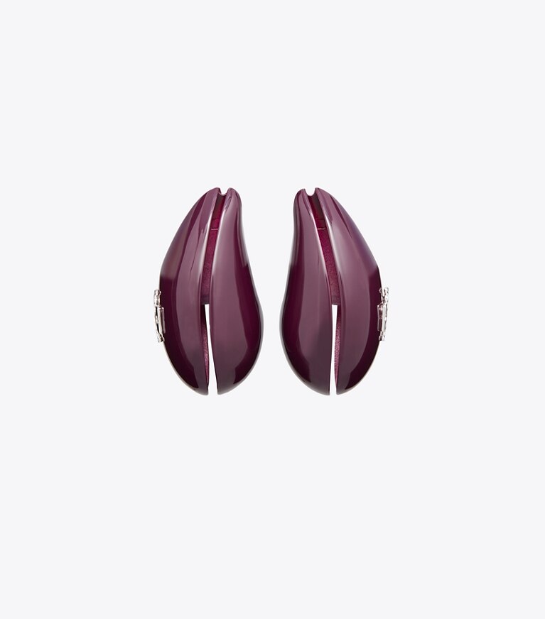 Tory Burch designer earrings Wave Earring in Eggplant front