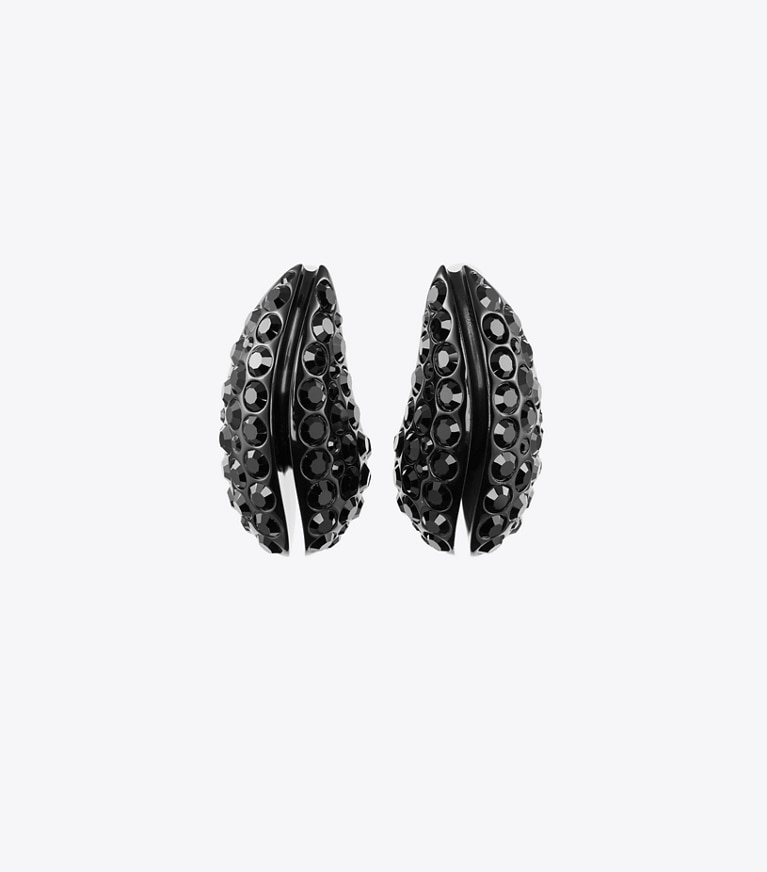 Tory Burch designer earrings Wave Earring in Black front
