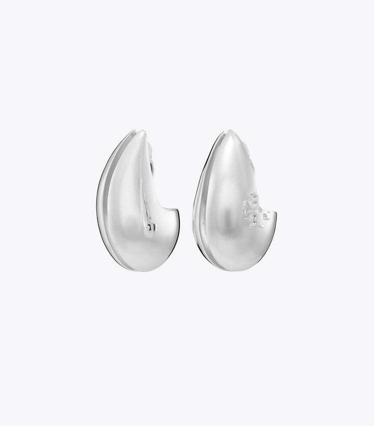 Tory Burch designer イヤリング＆ピアス ウェーブ イヤリング in Light Silver front