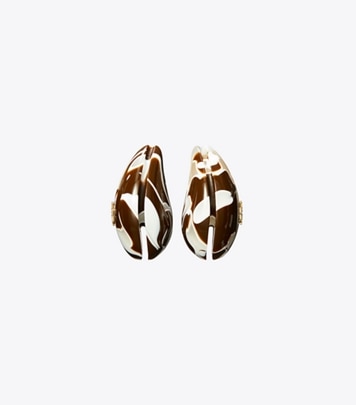 Tory Burch designer earrings Wave Earring in Brown Swirl front