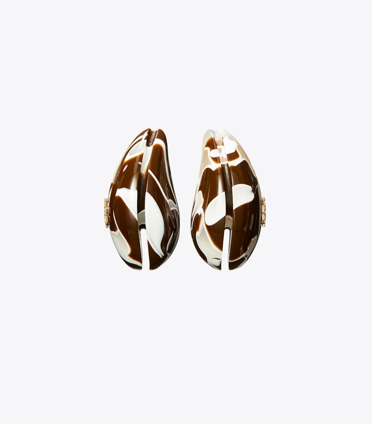Tory Burch designer earrings Wave Earring in Brown Swirl front