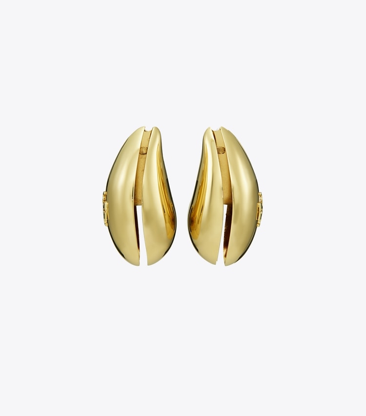 Tory Burch designer earrings Wave Earrings in Light Brass detail