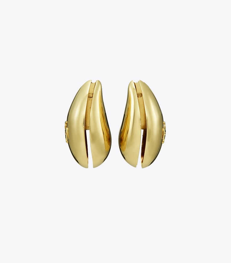 Tory Burch designer earrings Wave Earrings in Light Brass front