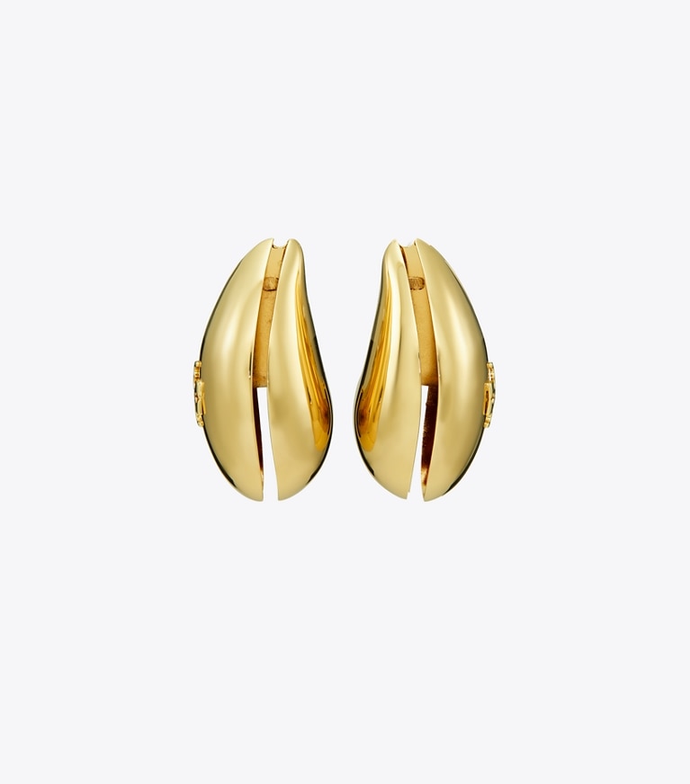 Tory Burch designer ohrringe Wave Ohrring in Light Brass front