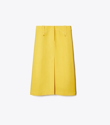 Tory Burch designer bottoms Waxed Canvas Skirt in Banana front