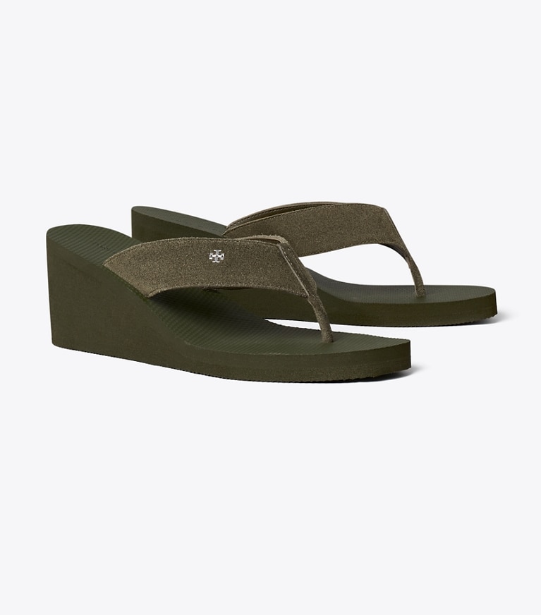 Tory Burch designer sandals Wedge Flip Flop in NEW LECCIO angle