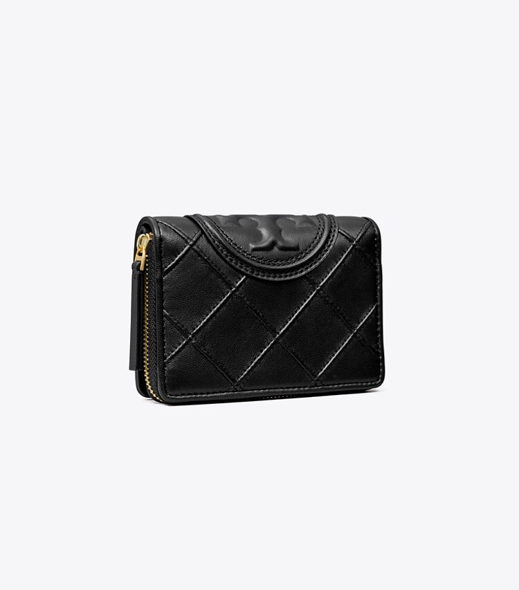 Tory Burch designer geldbörsen Weiche, aufklappbare Fleming Geldbörse in Black angle