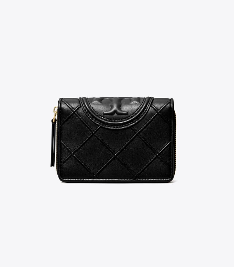 Tory Burch designer geldbörsen Weiche, aufklappbare Fleming Geldbörse in Black front