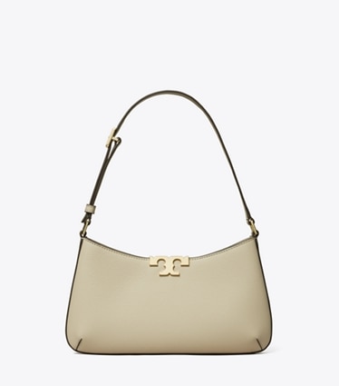 Tory Burch designer schultertaschen Weiche, schmale Eleanor Schultertasche in Light Stone front