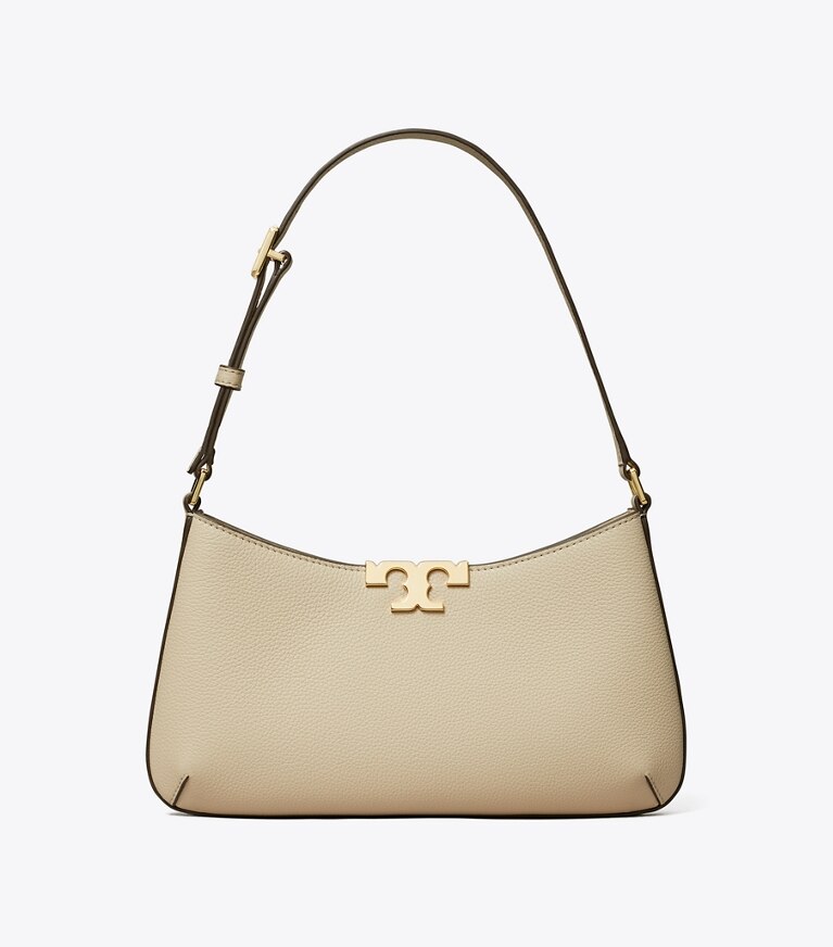Tory Burch designer schultertaschen Weiche, schmale Eleanor Schultertasche in Light Stone front