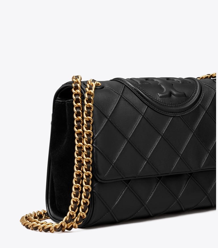 Tory Burch designer schultertaschen Weiche, wandelbare Fleming Schultertasche in Black angle