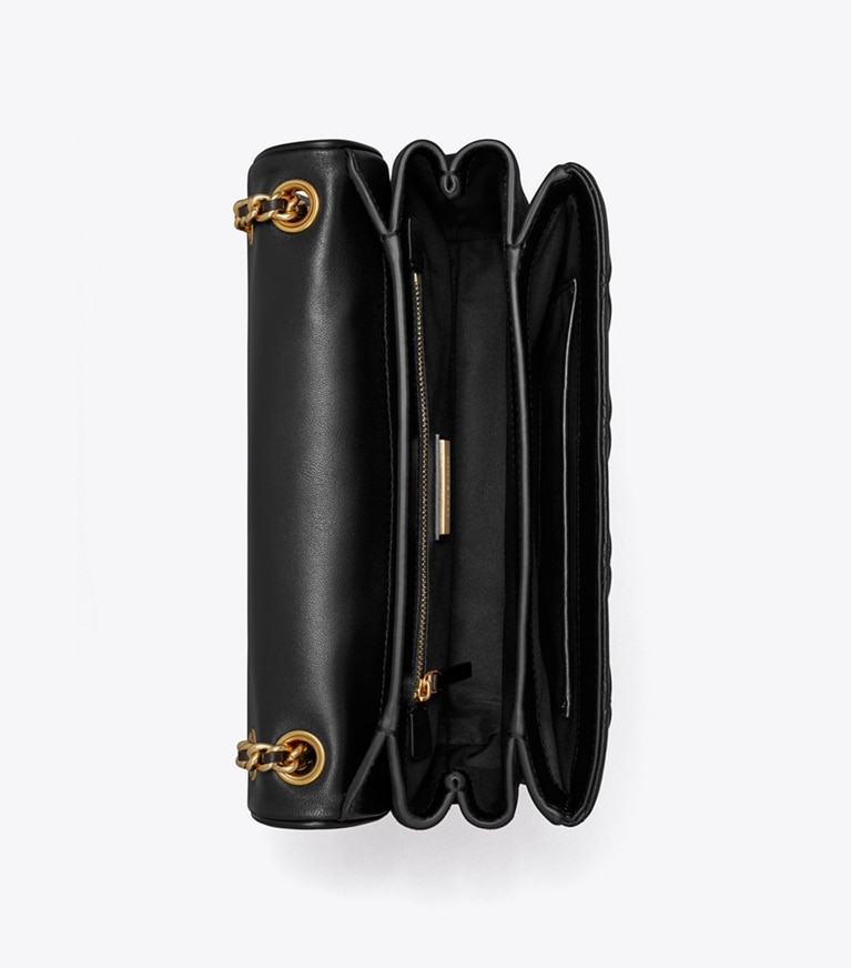 Tory Burch designer schultertaschen Weiche, wandelbare Fleming Schultertasche in Black angle