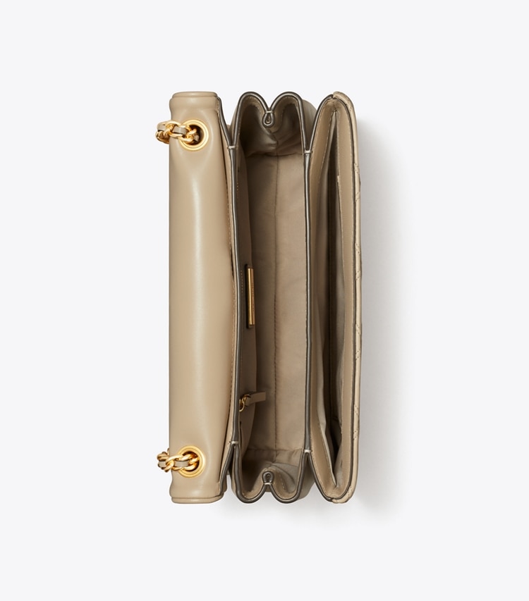 Tory Burch designer schultertaschen Weiche, wandelbare Fleming Schultertasche in Fresh Clay von oben