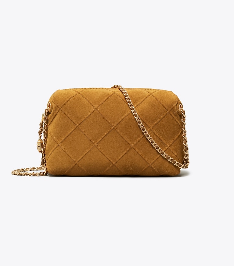 Tory Burch designer crossbody bags Weiche Fleming Crossbody Bag aus Wildleder in CHICORY BROWN angle