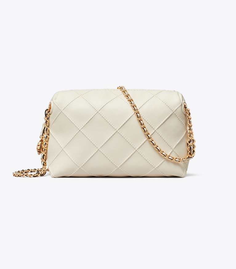 Tory Burch designer crossbody bags Weiche Fleming Crossbody Bag in Light Cream front
