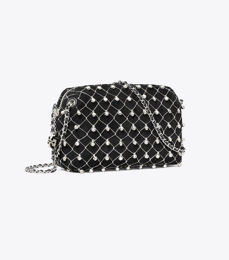 Tory Burch designer crossbody bags Weiche Fleming Crossbody Bag mit Glöckchen in Black angle