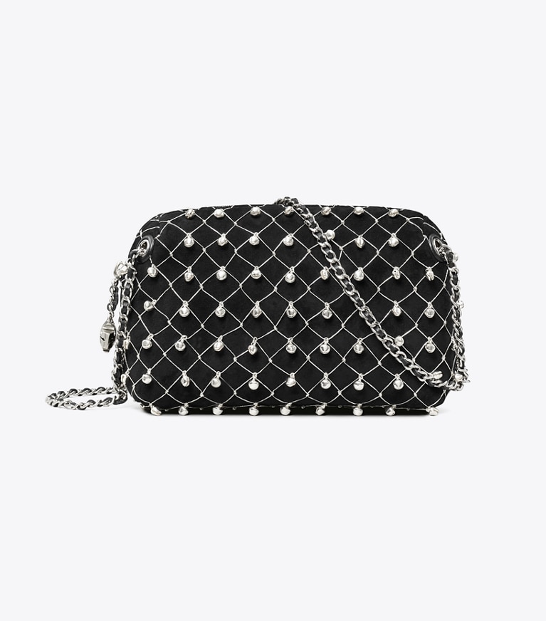 Tory Burch designer crossbody bags Weiche Fleming Crossbody Bag mit Glöckchen in Black angle
