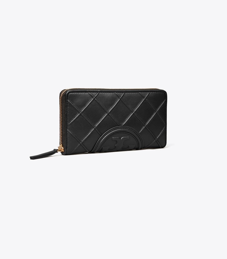 Tory Burch designer geldbörsen Weiche Fleming Geldbörse im Kontinentalformat mit Reißverschluss in Black angle