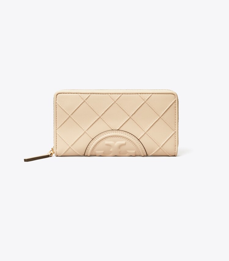 Tory Burch designer geldbörsen Weiche Fleming Geldbörse im Kontinentalformat mit Reißverschluss in New Cream front