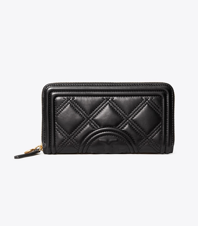 Tory Burch designer geldbörsen Weiche Fleming Geldbörse im Kontinentalformat mit Reißverschluss in Black angle