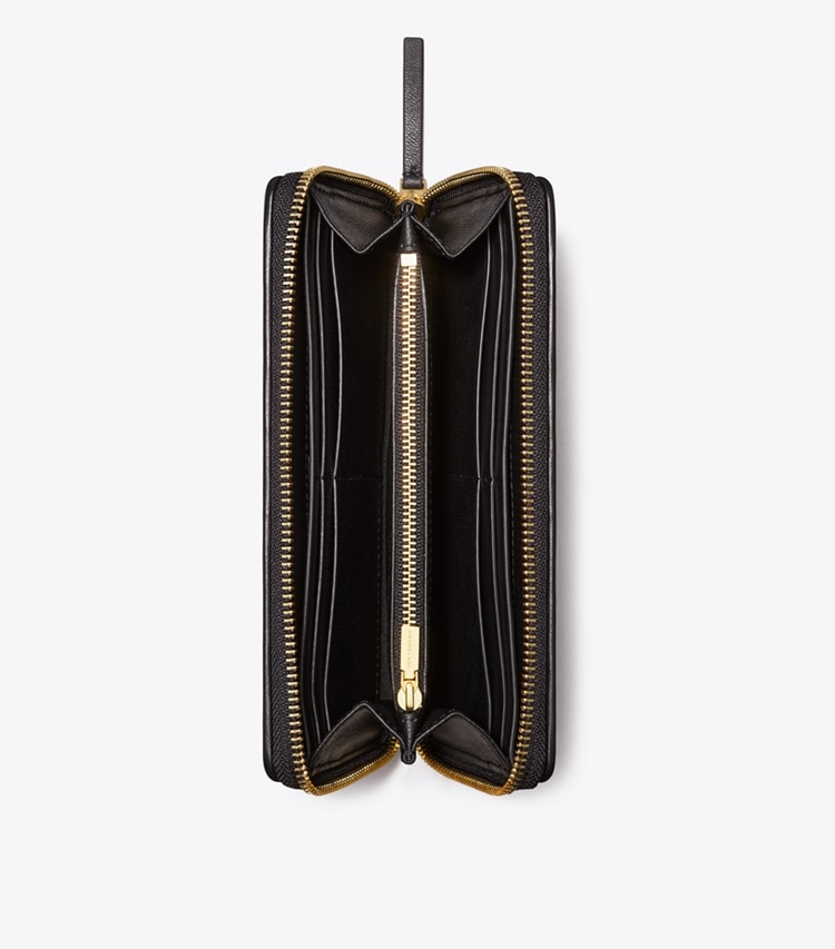 Tory Burch designer geldbörsen Weiche Fleming Geldbörse im Kontinentalformat mit Reißverschluss in Black von oben