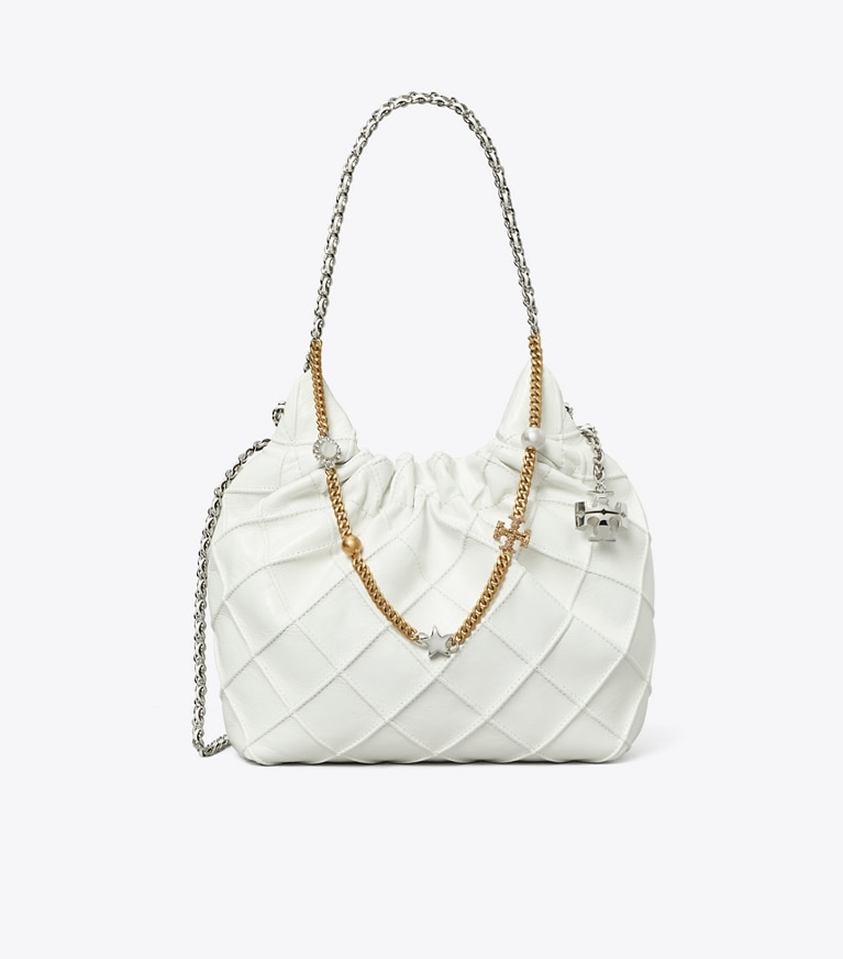 Tory Burch designer crossbody bags Weiche Fleming Mini Bag in Used-Optik mit Tunnelzug in Blanc angle