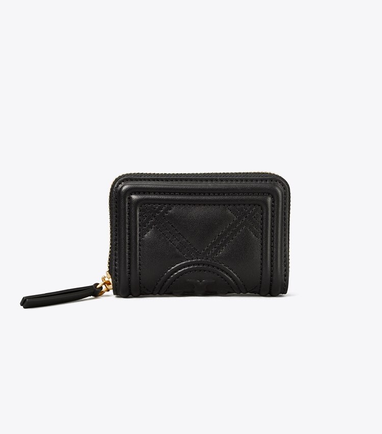 Tory Burch designer geldbörsen Weiche Fleming Mini Geldbörse in Black front