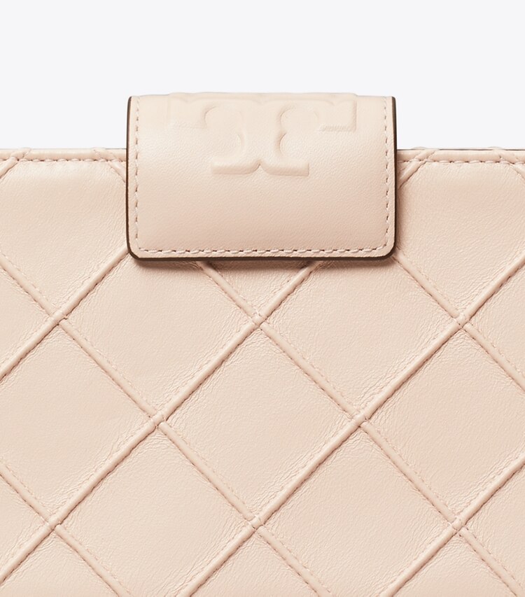 Tory Burch designer kleine taschen Weiche Fleming Mini-Geldbörse mit Kettenriemen in Soft Pink detail