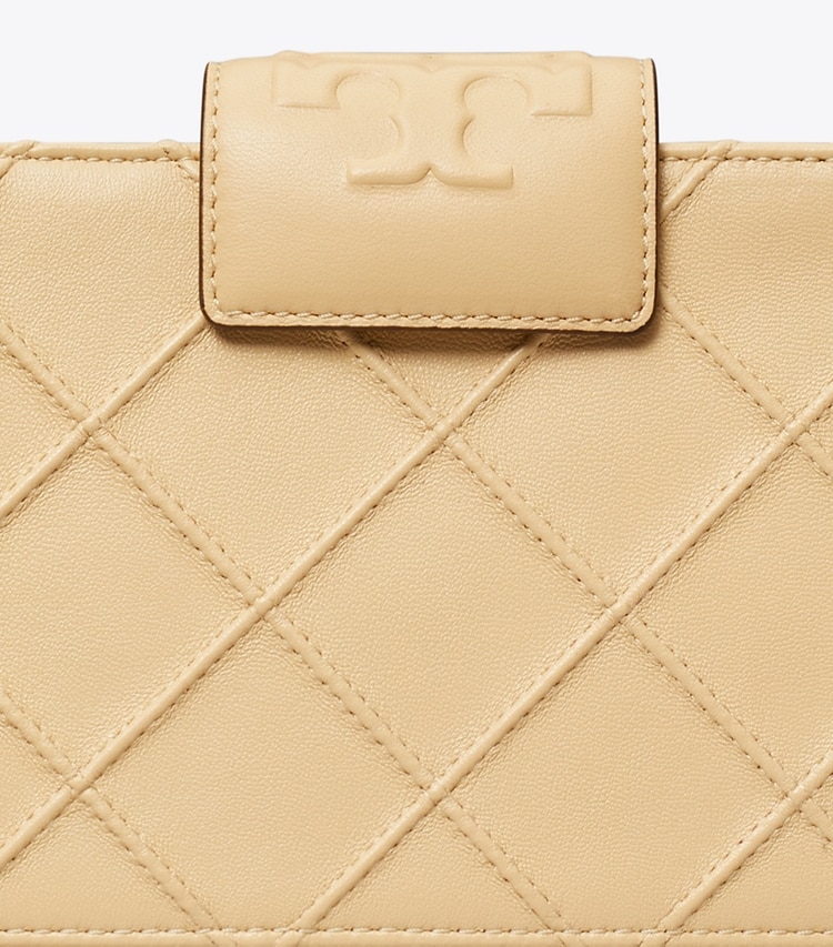 Tory Burch designer kleine taschen Weiche Fleming Mini-Geldbörse mit Kettenriemen in Vanilla Soft Serve detail