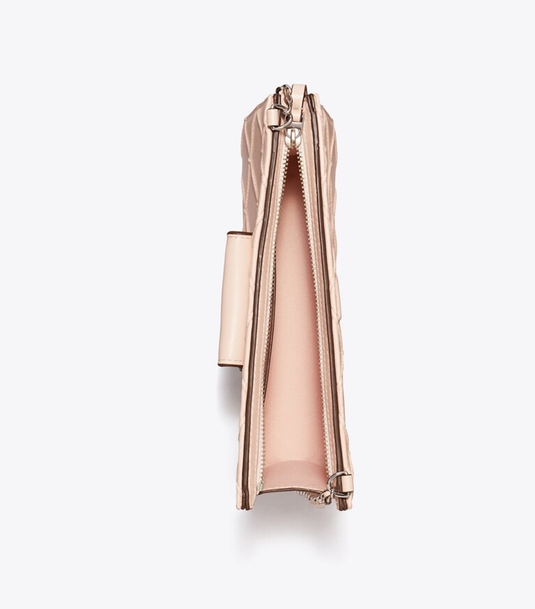 Tory Burch designer kleine taschen Weiche Fleming Mini-Geldbörse mit Kettenriemen in Soft Pink angle