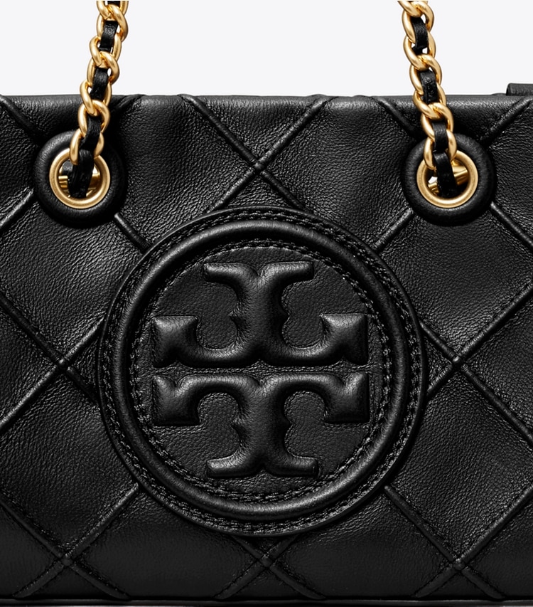 Tory Burch designer crossbody bags Weiche Fleming Mini Tote Bag mit Kettenriemen in Black detail