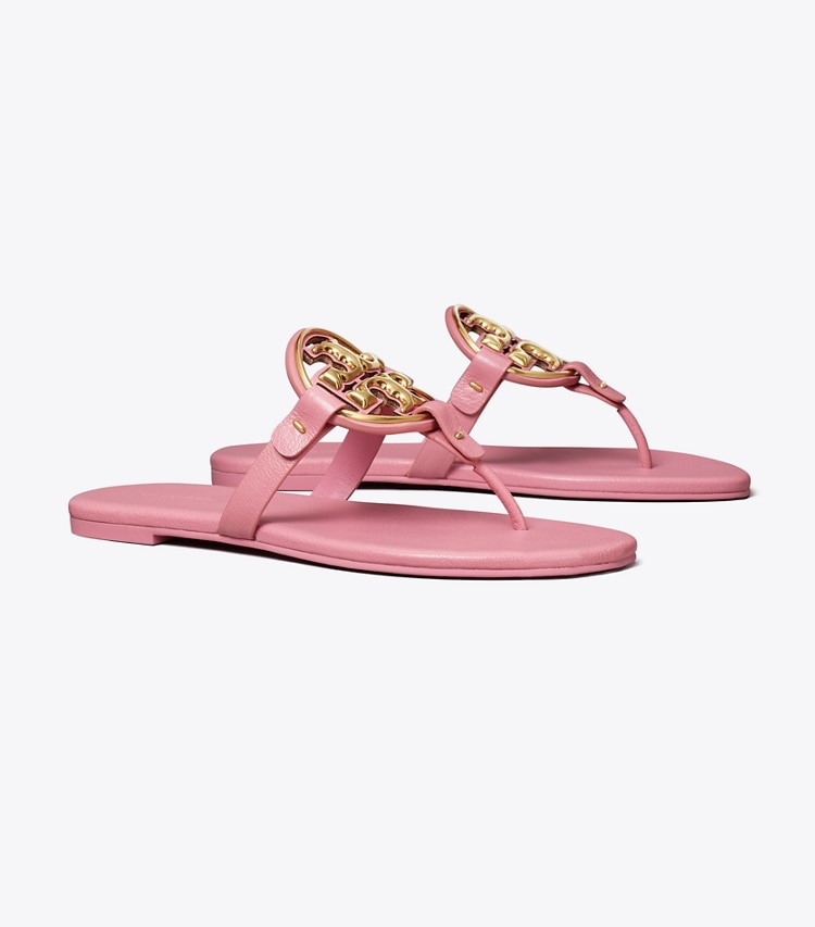 Tory Burch designer sandalen Weiche Miller Sandale mit Metall-Logo in PINK BUBBLEGUM / GOLD angle