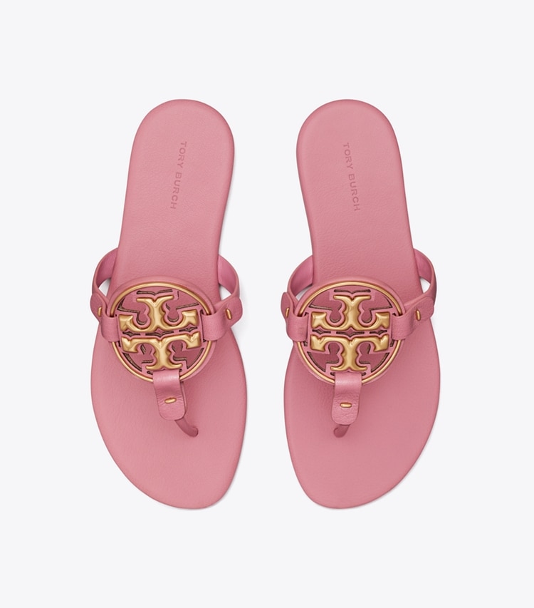 Tory Burch designer sandalen Weiche Miller Sandale mit Metall-Logo in PINK BUBBLEGUM / GOLD von oben