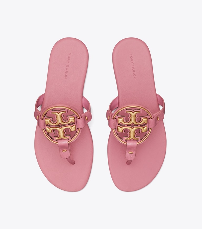 Tory Burch designer sandalen Weiche Miller Sandale mit Metall-Logo in PINK BUBBLEGUM / GOLD angle