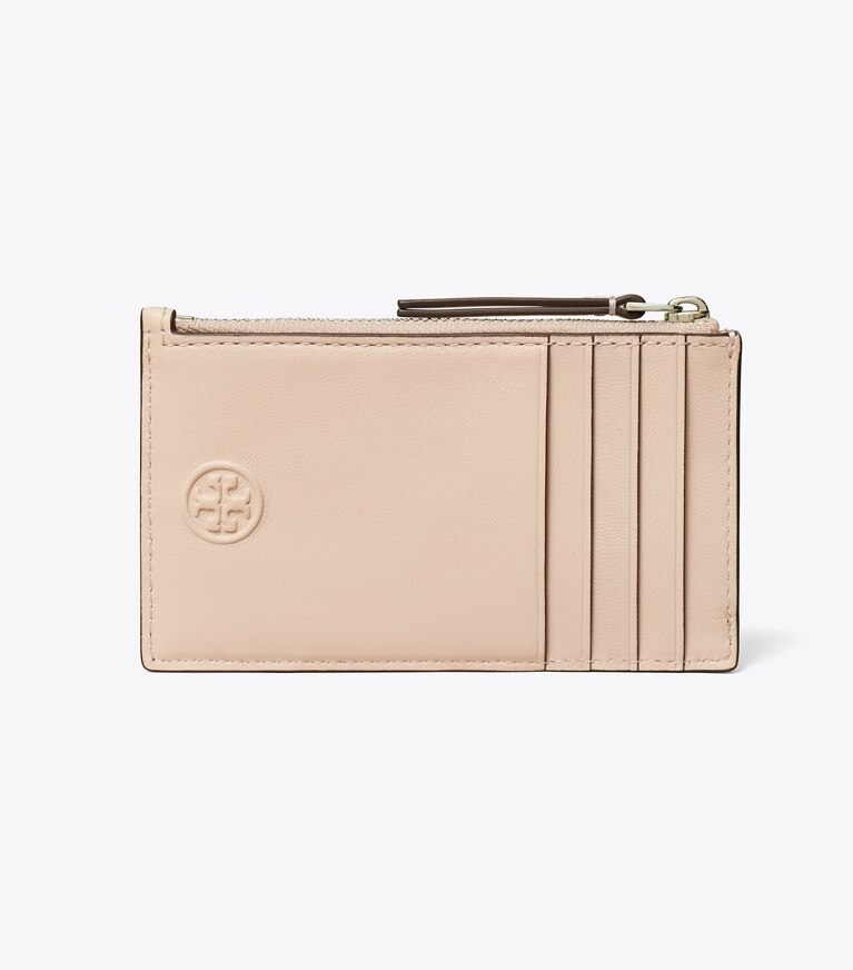 Tory Burch designer kartenetuis Weiches Fleming Kartenetui mit Reißverschluss in Soft Pink angle
