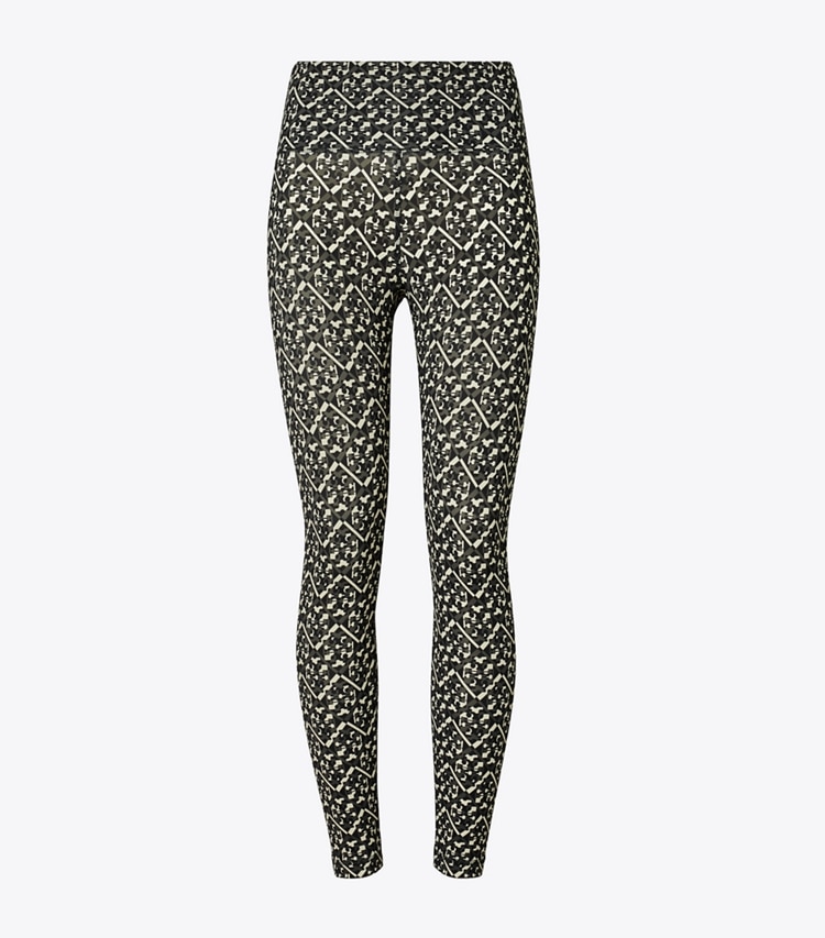 Tory Sport designer bottoms Weightless Printed 7/8 Legging in Mini Prismatic T Monogram front