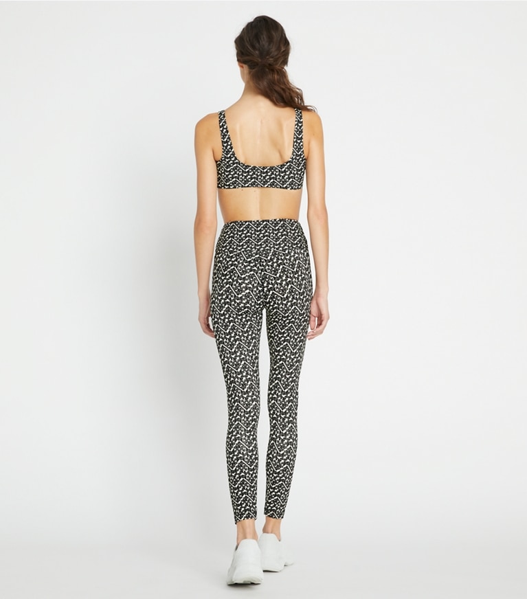Tory Sport designer bottoms Weightless Printed 7/8 Legging in Mini Prismatic T Monogram front