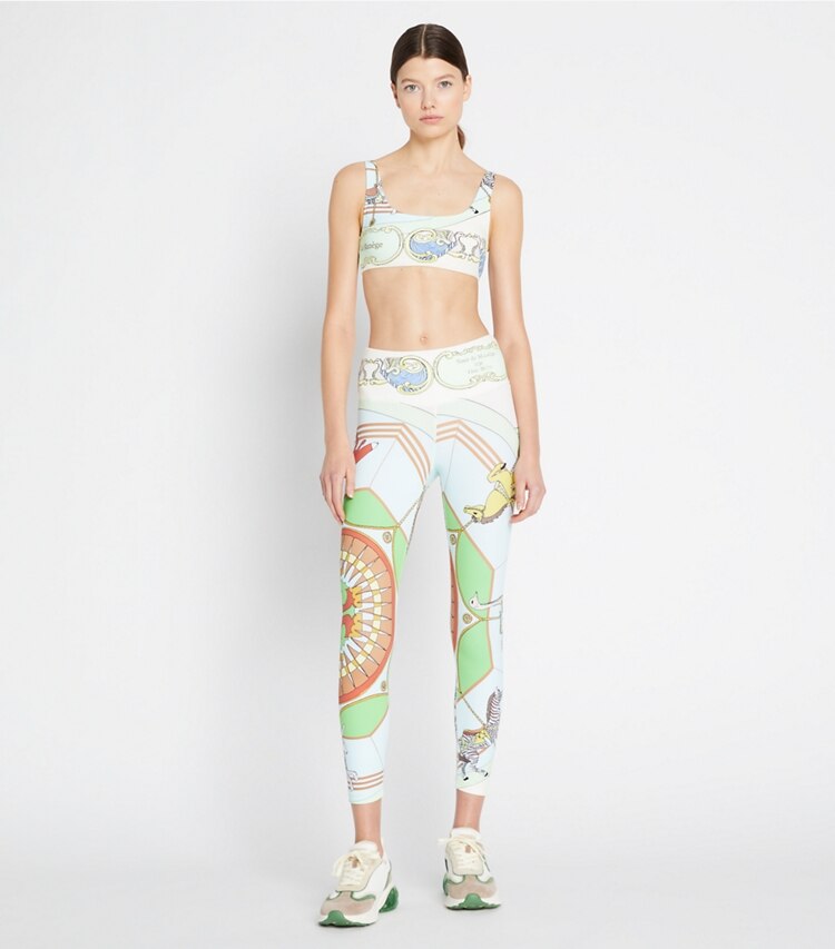 Tory Burch High-rise Printed Sculpt Compression Chevron 7/8 Leggings In  Evergreen Micro Check