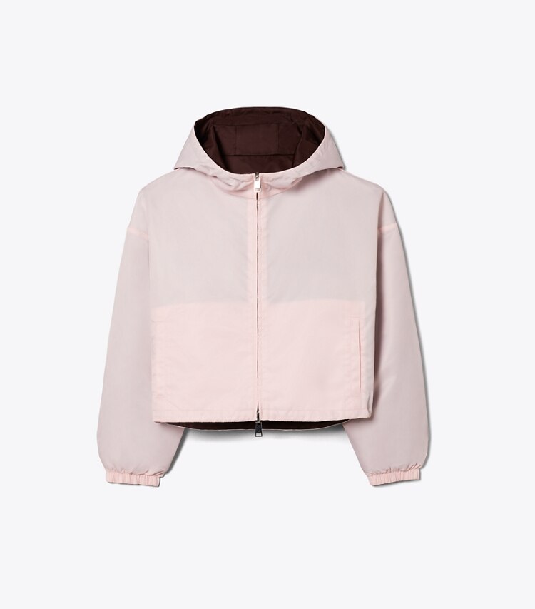 Tory Burch designer jacken Wendbare, kurze Nylonjacke in Rose / Dark Bordeaux front