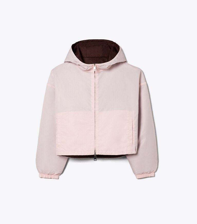 Tory Burch designer jacken Wendbare, kurze Nylonjacke in Rose / Dark Bordeaux front